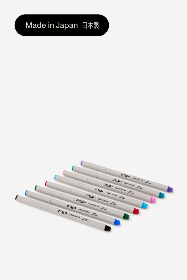 0.3Mm Fine Tip Pen 8 Pack, ALL COLOURS