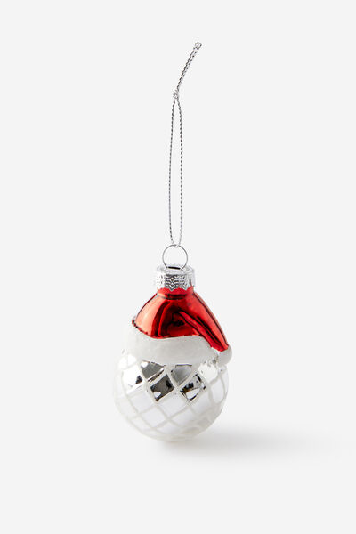 Shaped Glass Ornament, DISCO BALL SANTA