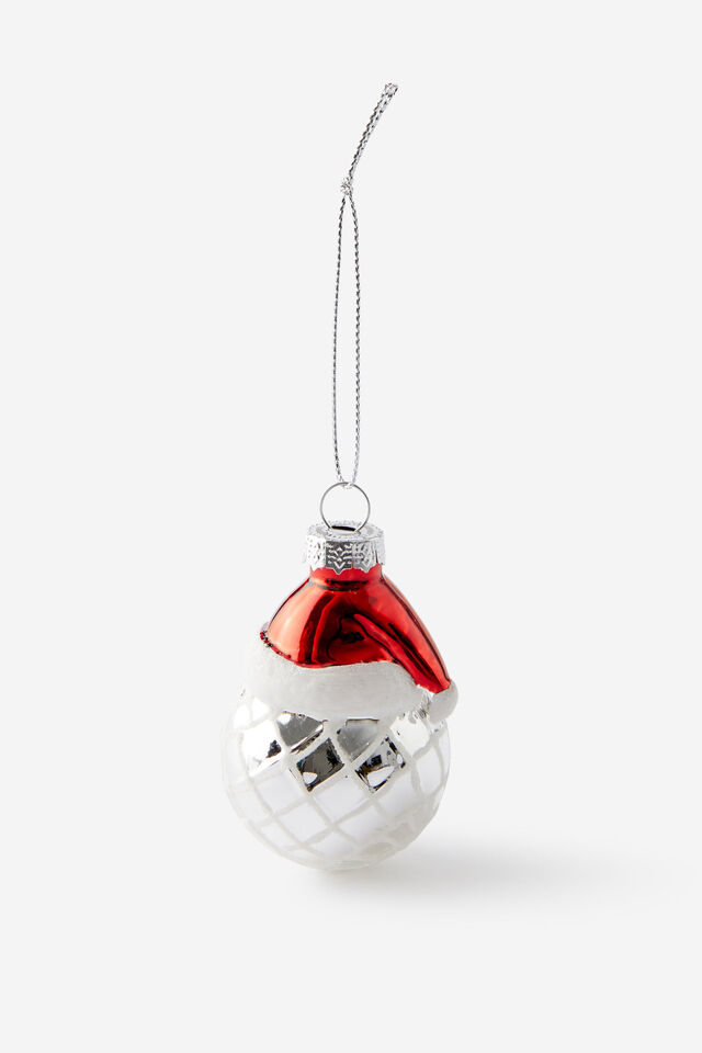 Shaped Glass Ornament, DISCO BALL SANTA