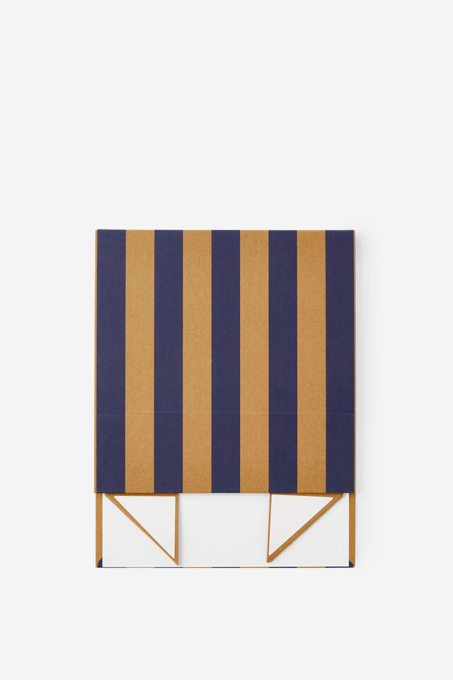 Medium Magnetic Flat Pack Box, BLUE AND CRAFT STRIPE