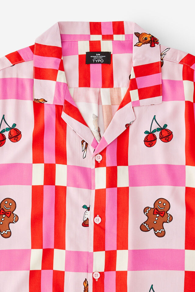 Christmas Party Shirt, CHECK PINK