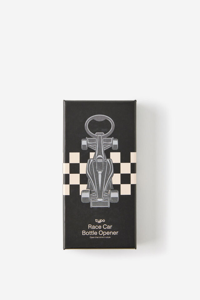 Metal Bottle Opener, RACING CAR SILVER