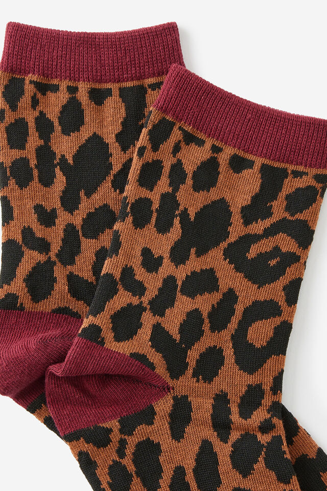 Mid Crew Socks, LEOPARD YDG