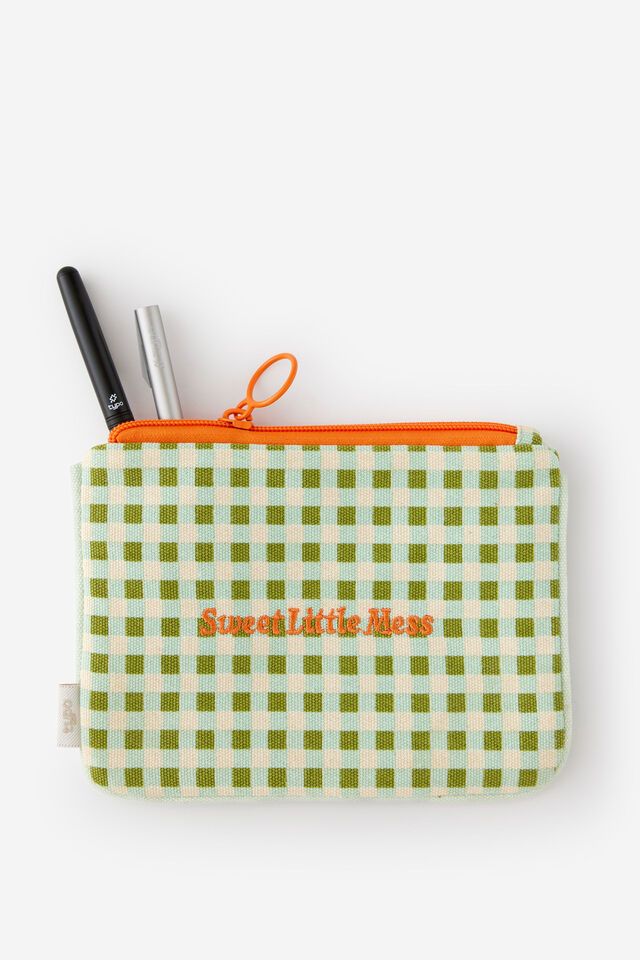 Novelty Pencil Pouch, GINGHAM SWEET LITTLE MESS
