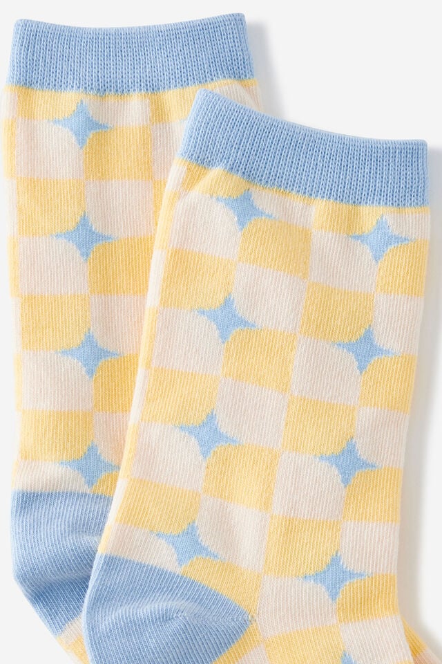 Mid Crew Socks, RETRO MILK LEMONCELLO