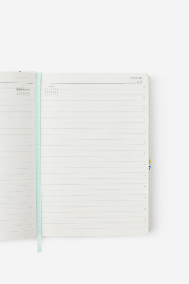2027 A5 Daily On Schedule Diary, ECRU DITSY CELESTIAL