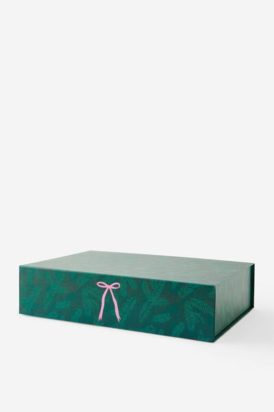 Large Magnetic Flat Pack Box, GREEN & PINK BOWS
