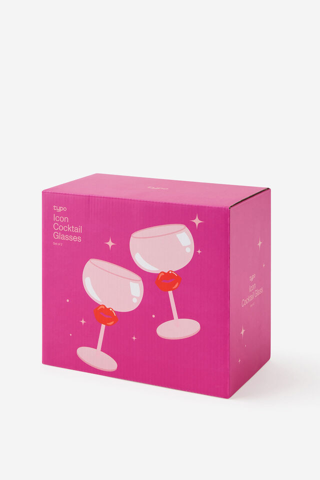 Novelty Cocktail Glass Set Of 2, LIPS