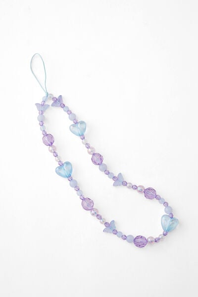 Carried Away Phone Charm Strap, BUTTERFLY GARDEN / BLUE