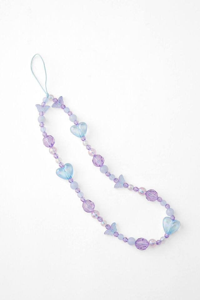 Carried Away Phone Charm Strap, BUTTERFLY GARDEN / BLUE
