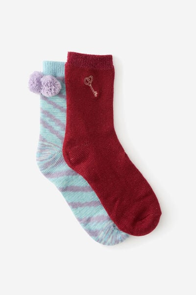 Bed Socks 2 Pk Gift Pack, LOCK AND KEY