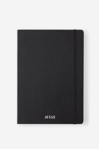 Personalised 2026 B5 Daily Hard Metro Diary, Black