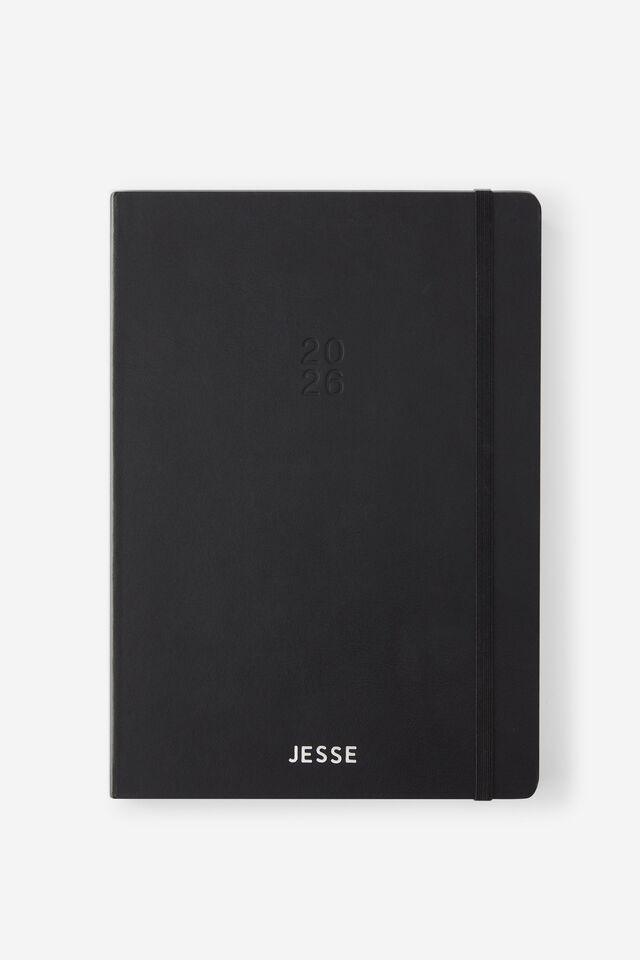 Personalised 2026 B5 Daily Hard Metro Diary, Black