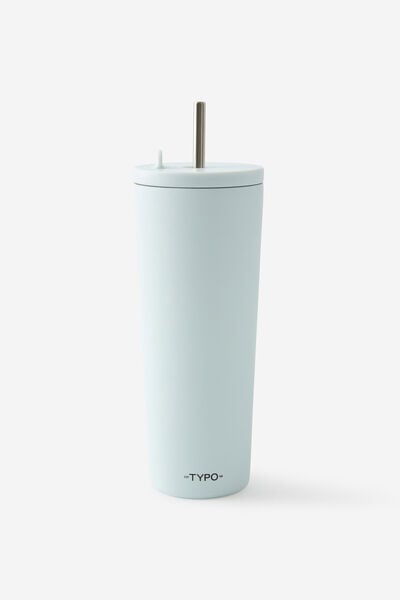 Hidden Straw Metal Smoothie Cup, SEA MIST