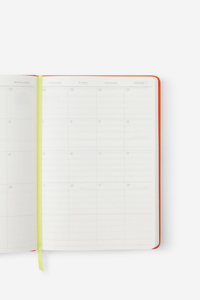 2027 A5 Weekly On Schedule Diary, LAVA RED/WASABI
