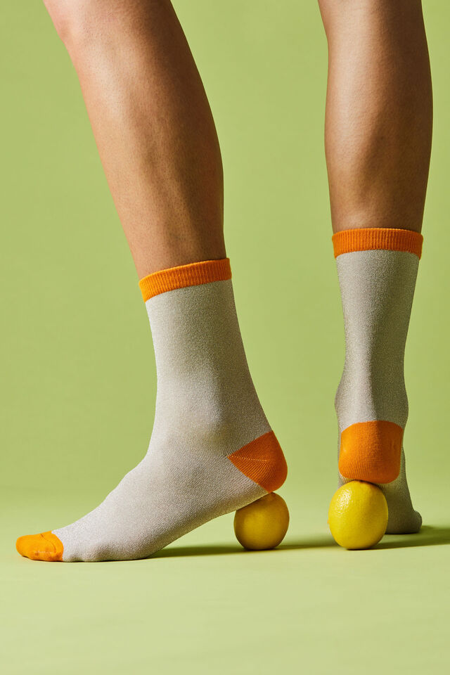 Mid Crew Socks, SPARKLE PINK & HOT SAUCE