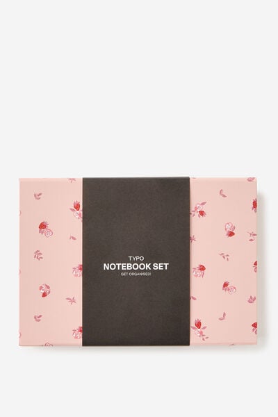 Notebook Gift Set, Ditsy Pansy Pink Clay