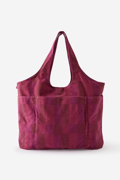 Loft Wellness Tote, CABERNET / CHECK