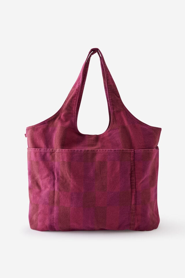 Loft Wellness Tote, CABERNET / CHECK