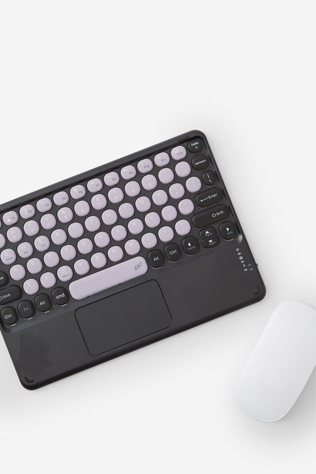 Wireless Keyboard With Touchpad, BLACK/SILVER LILAC