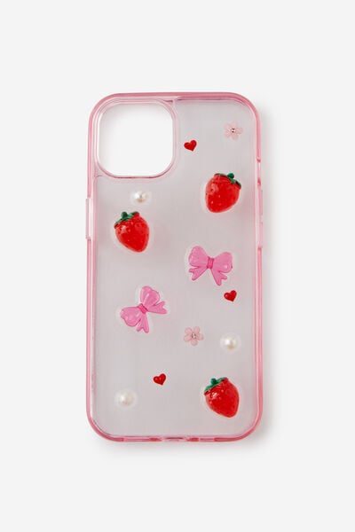 Trinket Phone Case Iphone 13/14/15, STRAWBERRY FIELDS / PINK