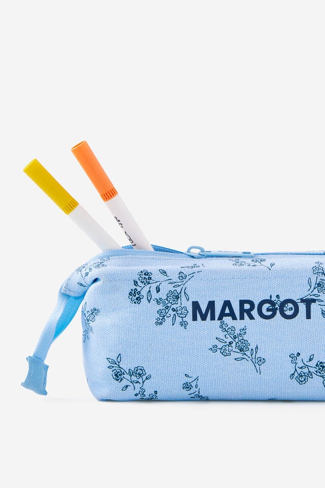 Personalised Compact Canvas Pencil Case, BOUQUET DITSY/BLUE SKIES