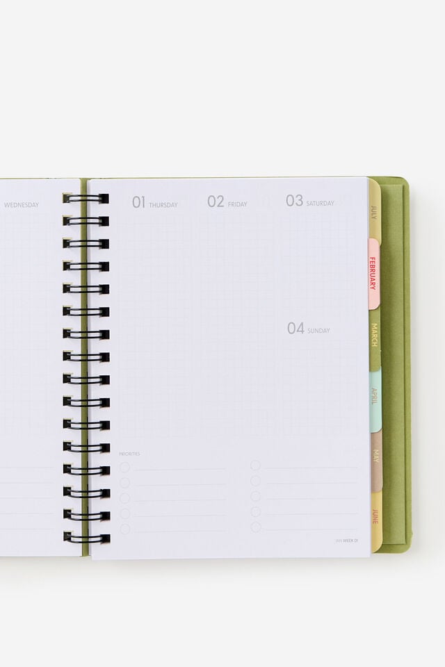 2026 Goals Weekly Planner, Bay Leaf Ditsy Frog