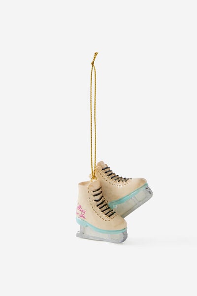 Resin Christmas Ornament, WINTER ICE SKATES