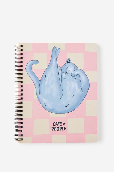 A5 Subject Spiral Lined Notebook, CATS OVER PEOPLE