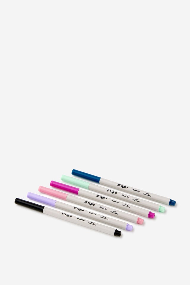 Brush Tip Pen Pen 6 Pack, ALL COLOURS