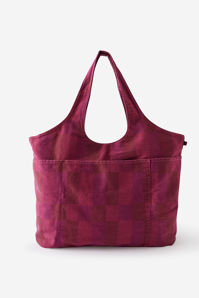 Loft Wellness Tote, CABERNET / CHECK