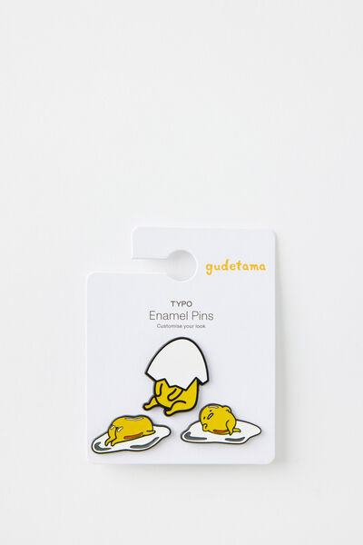 Collab Enamel Pins 3Pack, LCN SAN GUDETAMA / EGG