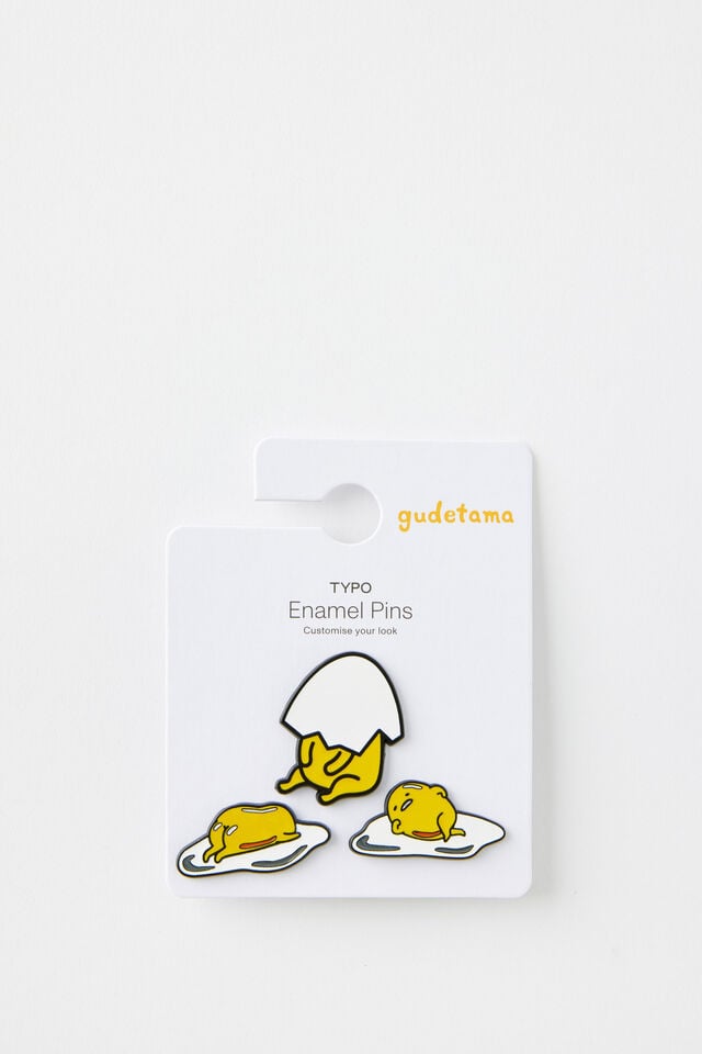 Collab Enamel Pins 3Pack, LCN SAN GUDETAMA / EGG