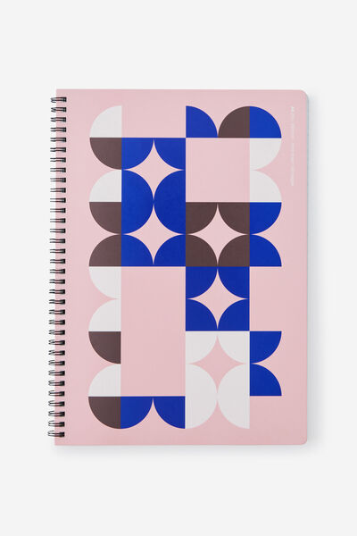 A4 Spiral Notebook, STRAWBERRY MILK GEO