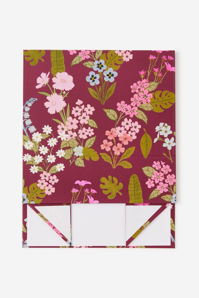 Medium Magnetic Flat Pack Box, CABERNET WILDFLOWER