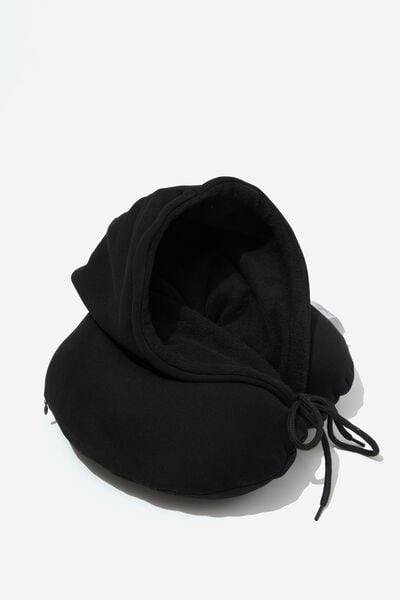 Travel Hoodie Neck Pillow, BLACK