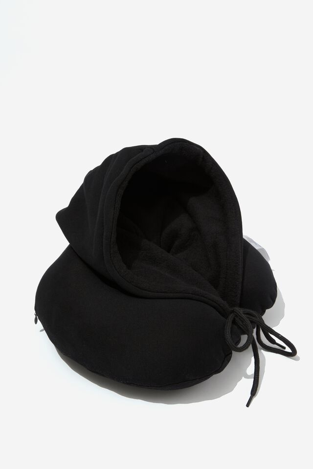 Travel Hoodie Neck Pillow, BLACK