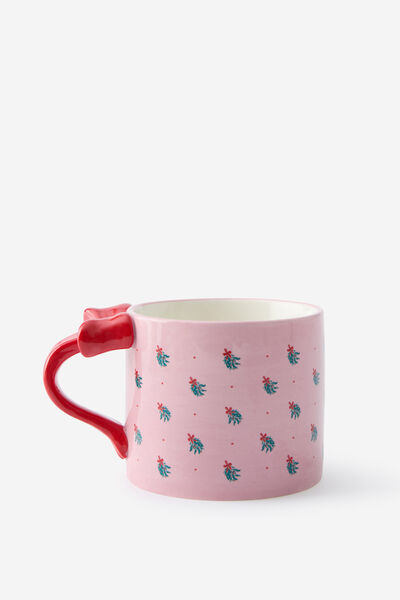 Christmas Novelty Shaped Mug, BOW/MISTLETOE