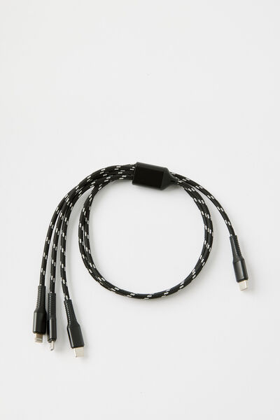 3-In-1 Usb-C Charging Cable, BLACK