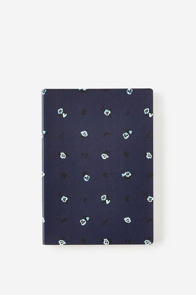 Metro B6 Soft Lined Notebook, Ditsy Pansy Midnight Ink