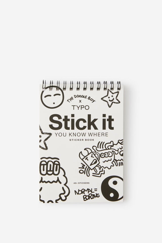 Premium Stick It Sticker Book, LCN DOO DOODLE BOY / BLACK & WHITE