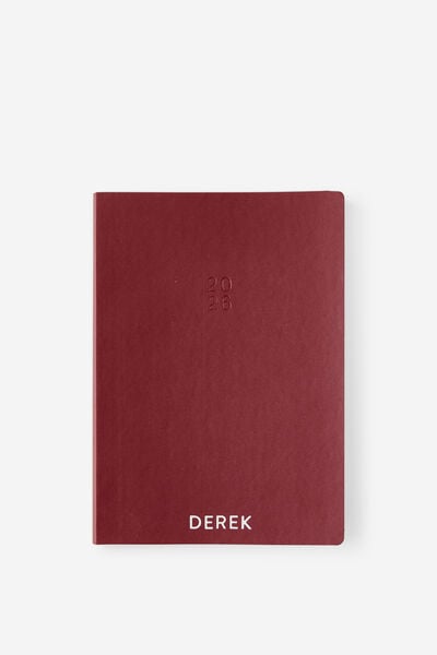 Personalised 2026 B5 Weekly Soft Metro Diary, Cabernet