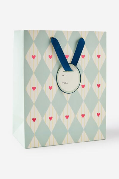 Premium Gift Bag - Medium, RED HEART HARLEQUIN