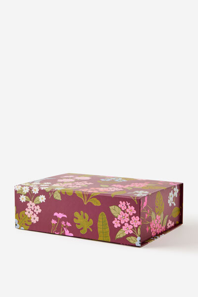 Medium Magnetic Flat Pack Box, CABERNET WILDFLOWER