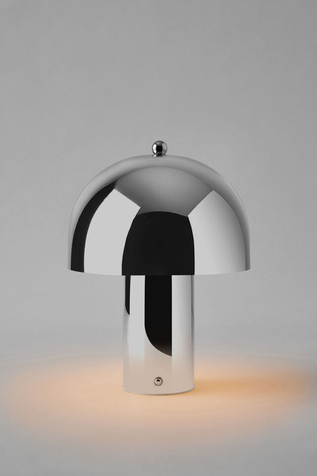 Mushroom Cordless Led Metal Lamp, CHROME