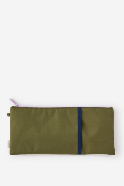 30Cm Pocket Pencil Case, OLIVE MOSS