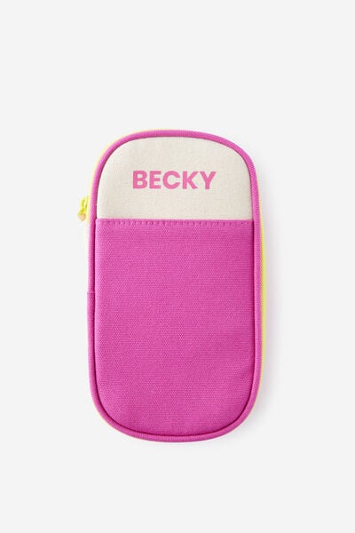 Personalised Arlow Canvas Pencil Case, POSIE LAVA RED