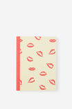 A6 Riley Lined Notebook, ECRU RED LIPS - alternate image 1