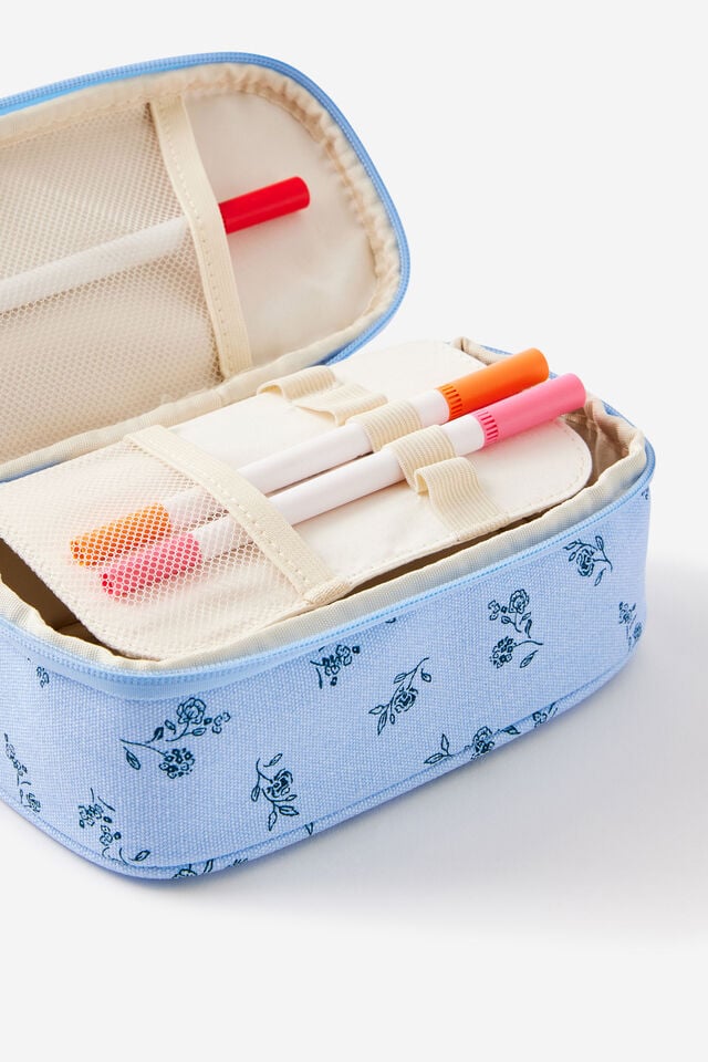 Arlow Canvas Pencil Case, BOUQUET DITSY BLUE SKIES