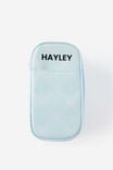 Personalised Arlow Pencil Case V2, MINTY GRID - example image 1